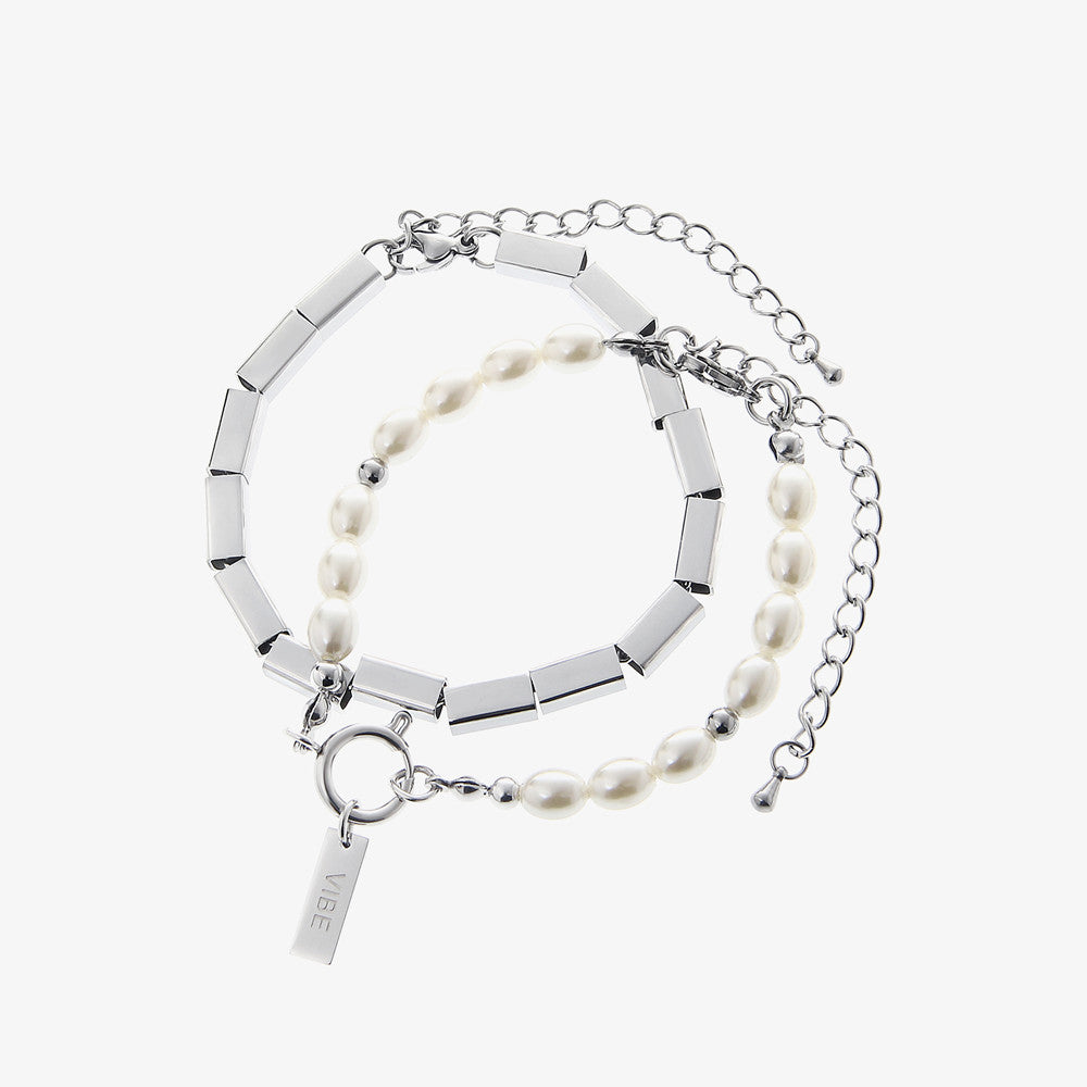 Square Pearl Bracelets for Men and Women - Double Stack