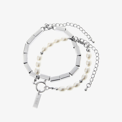 Square Pearl Bracelets for Men and Women - Double Stack